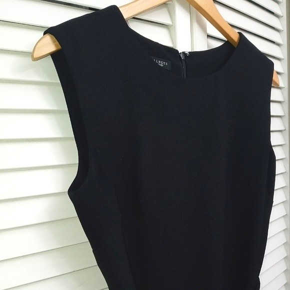 Talbots Sleeveless Belted Ruffle Botton Little Black Sheath Dress 4 - Picture 3 of 10